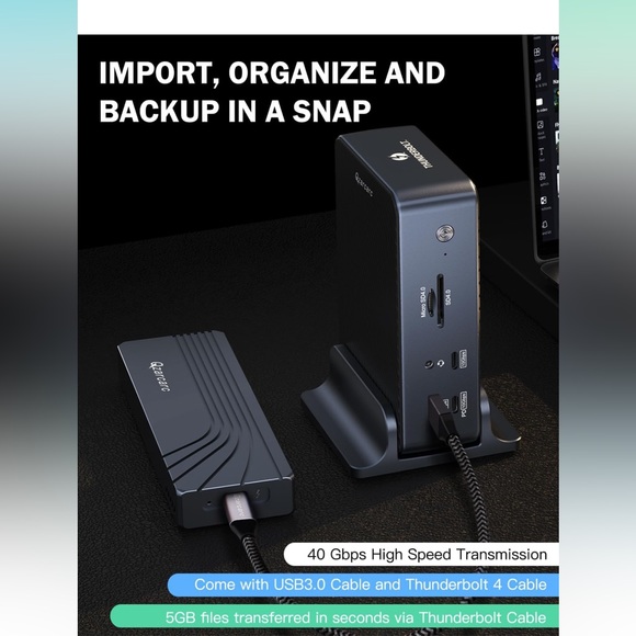 40Gbps M.2 SSD Enclosure, 2280/8TB Compatible with Thunderbolt /USB Port - Picture 3 of 14